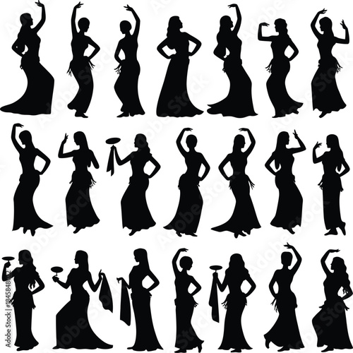 Belly dance female silhouettes collection