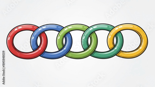 Linked rings forming a balanced chain, clean vector cartoon style.
