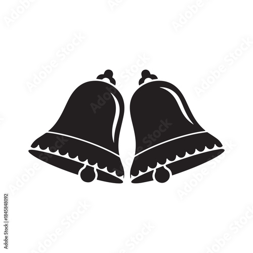 Double Christmas Bells Silhouette – Traditional Jingle Bells Holiday Icon for Festive Winter Designs