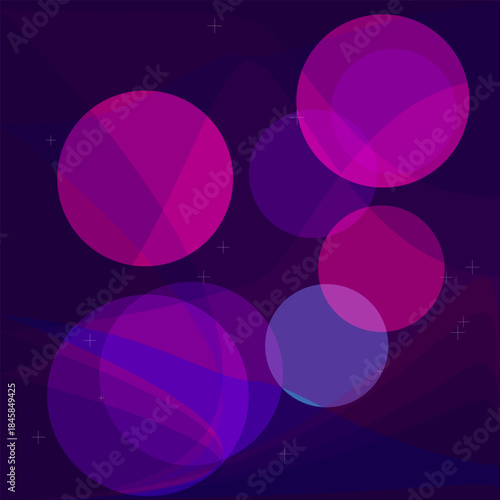Vibrant abstract digital art glowing overlapping purple pink blue translucent spheres background modern futuristic
