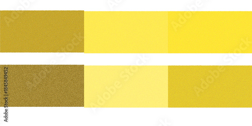 A visual comparison of six distinct yellow and gold color swatches arranged in two horizontal rows, showcasing different hues and textures.