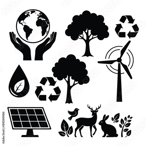 Environment protection silhouette set-01.eps