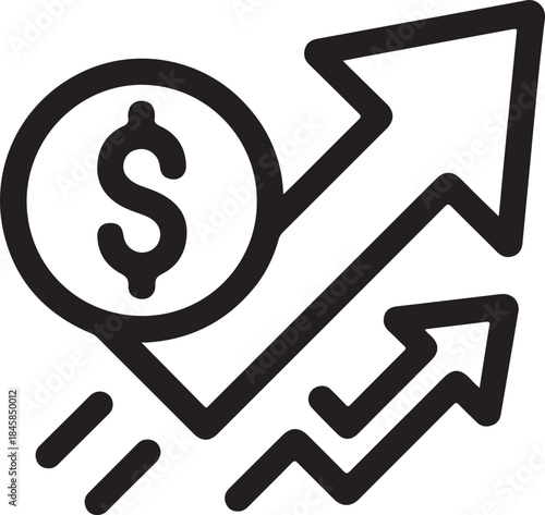 Money growth vector icons set. Financial profit icons in line style. Money income growth vector icons.
