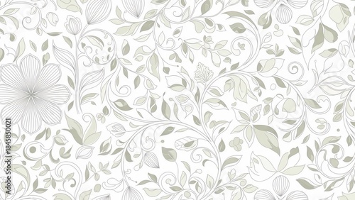 Floral Flourish: An elegant floral pattern featuring delicate flower and leaf elements in a harmonious arrangement, conveying nature's beauty and serenity.