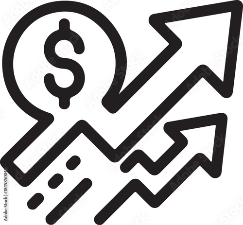 Finance icon set. With Concepts like Profit, Losses, Stock, Tax, Exchange, Budget, Funds, Earnings, Money and Revenue icons. Blue Colored Outline Icons Collection
