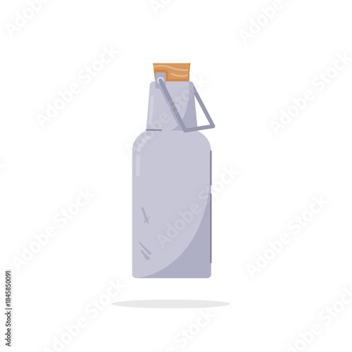 illustration of a milk jug with a traditional wooden lid, household metal furniture