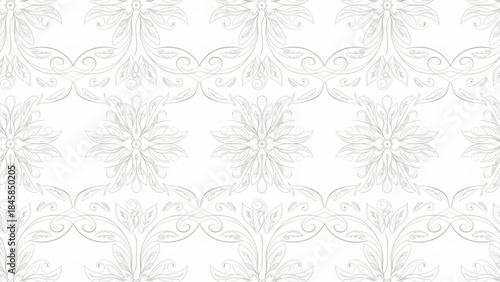 Elegant Floral Pattern: A sophisticated seamless pattern showcases intricate floral designs in a delicate, light tone, adding a touch of elegance and classic beauty.
