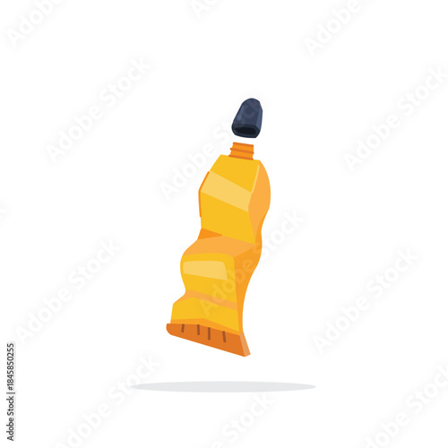 illustration of iron glue with an open, dented lid, household metal furniture waste