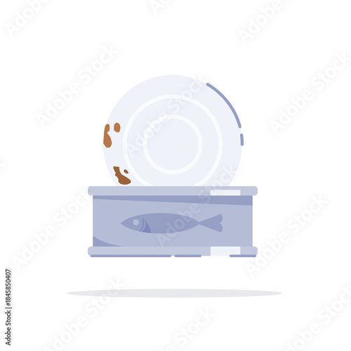 Empty and dented aluminum sardine cans. Environmental pollution. Waste sorting and recycling.