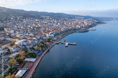 Fototapeta Naklejka Na Ścianę i Meble -  Karamursel, Kocaeli, Turkey. Karamursel is a town and district located in the province of Kocaeli. Aerial shot with drone.