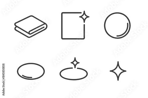 Quiet Luxury Icons. Line style icons of Quiet Luxury: folded fabric, glowing edge, subtle reflection, curved gleam, tender shade,