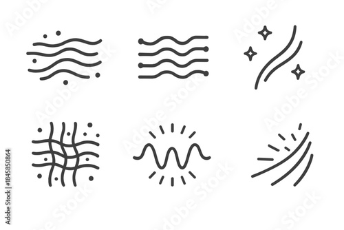 Digital Pulse Icons. Line style icons of Digital Pulse: luminous stream, electric fiber, curved spark, glowing pattern, charged