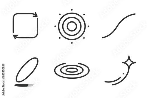 Kinetic Memory Icons. Line style icons of Kinetic Memory: rotating frame, glowing echo, curved motion line, fading shadow, gentle