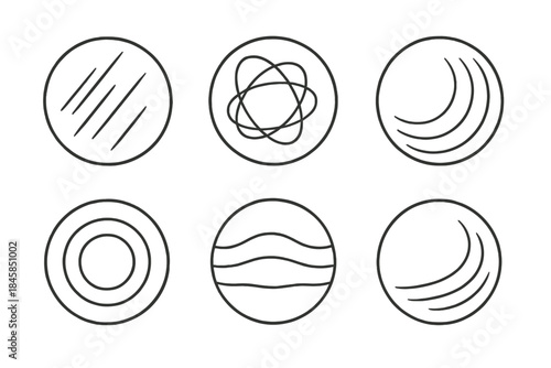 Transparent Echo Icons. Line style vector icons of Transparent Echo: light shards, air loops, thin reflections, radiant rings,