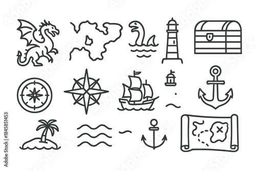 Fantasy Cartography Icons. Isometric vector illustration set Ancient Metallurgy: primitive smelting furnace, ore rocks, copper