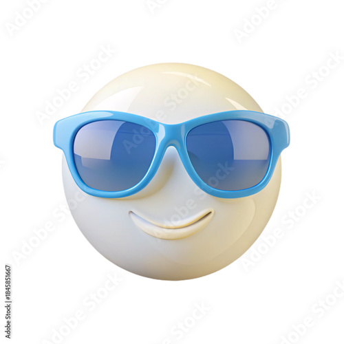 Smiling Face with Sunglasses Icon. A cheerful 3D smiley face wearing sunglasses, representing fun, cool attitude, summer vibes, and positive emotions.
