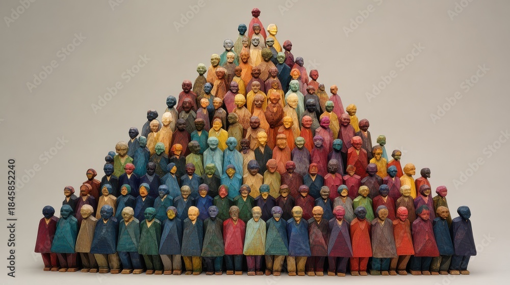 Fototapeta premium colorful wooden figures form pyramidal unity