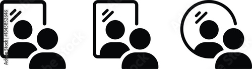 Three Stylized Icons Representing People and Reflection mirror silhouette
