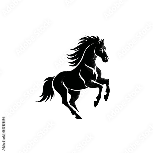 Black horse silhouette on white background vector illustration
