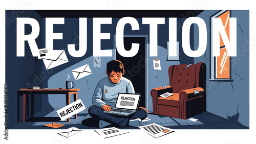 Unemployed people searching for jobs in urban setting, modern flat vector illustration addressing economic and social challenges, ideal for business, education, and policy content