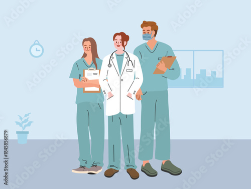 Dedicated Medical Team Standing Together