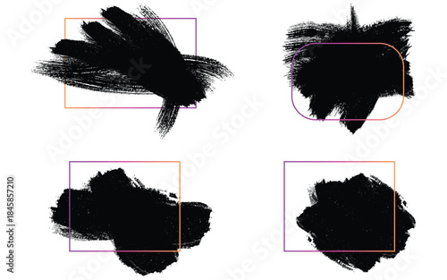 Ink blots with colored rectangles