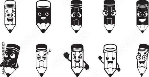 Pencil Cartoon Emoji – Education Character Vector Illustration