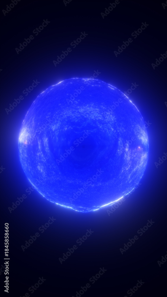 Fototapeta premium Glowing blue energy sphere floating in dark space, symbolizing power, technology, and futuristic cosmic force