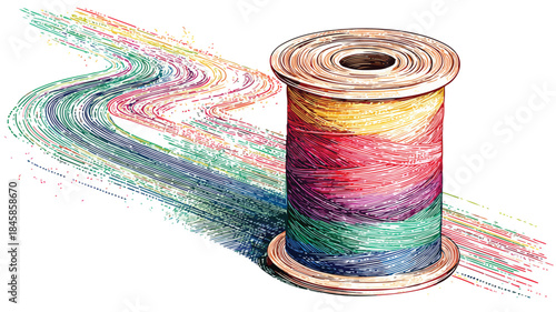Vibrant Colorful Spool of Thread and Yarn Vector Art for Creative Projects
