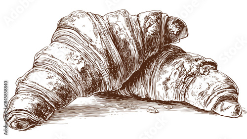 Delicious Croissant Drawing with Creative Illustration on Top