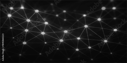 Abstract technology network design with glowing blue stars and light lines pattern