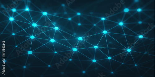 Abstract blue background with stars, light, space, and glowing fractal lines for a futuristic technology design