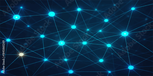 Abstract blue background with glowing fractal stars, light, and texture for modern design