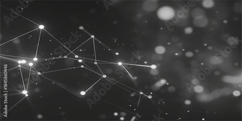 Abstract blue background illustration of a starry night sky constellation and digital light network technology pattern design