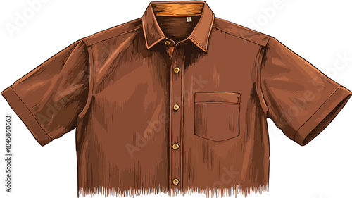 Professional Drawing of Brown Collar Shirt Apparel for Designers