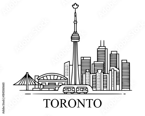 TORONTO City Linear Skyline with Typographic Design