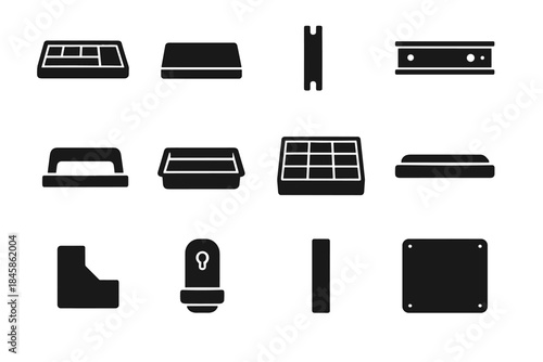 Piece grip tool corner box sliding icon liner vector drawer divider