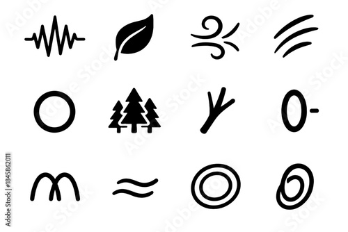 Hollow vector rhythm ring forest nature echo line icons leaf arc icon