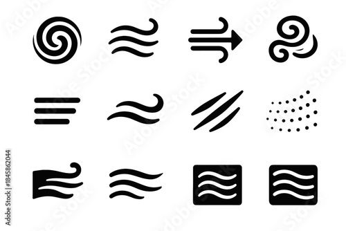 Band airflow wide arrow set icon movement draft gentle wave wind vector
