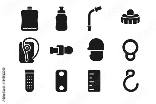 Icons cap icon nozzle gear reservoir hydration lid vector valve ring tube