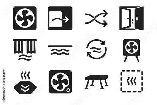 Icon cooling airflow panel slab tile safe circulation placement icons vector grid