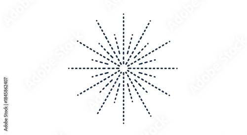 Radial dotted starburst graphic element with symmetric rays and geometric pattern.