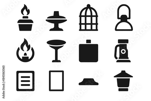 Head outdoor reflector flame base top vector icon wick lighting tile loop