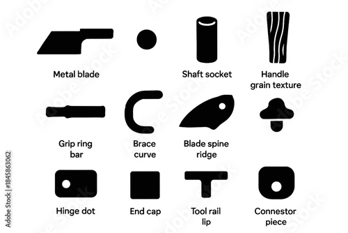 Rivet tool shaft icons vector garden mounting texture nub curve grip icon