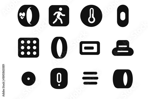 Light dot monitor icons line contour health tile charging vector pulse back