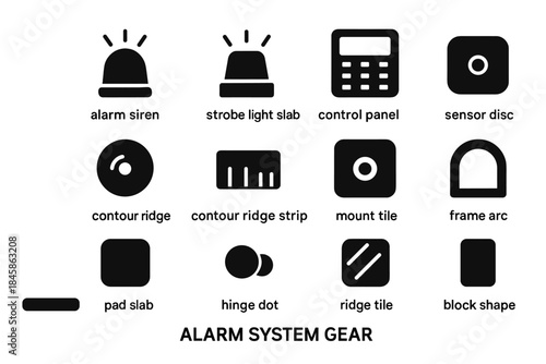 Strobe ridge icon panel tile icons line alarm system vector bar light