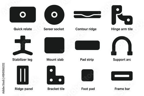 Tripod vector mount arm strip leg contour arc plate slab icon hinge