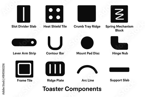 Vector mechanism line set hinge icon ridge mount nub shield divider toaster