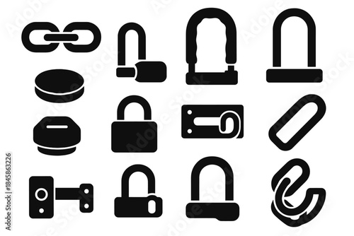 Links support chain dot locks icon icons notch contour plate grip vector