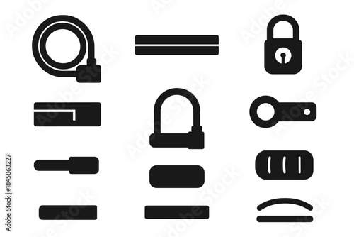Clamp cable arc ridge cap lock slab sheath icons vector spiral icon